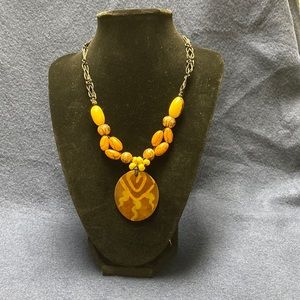 Handmade wooden bead necklace & earrings